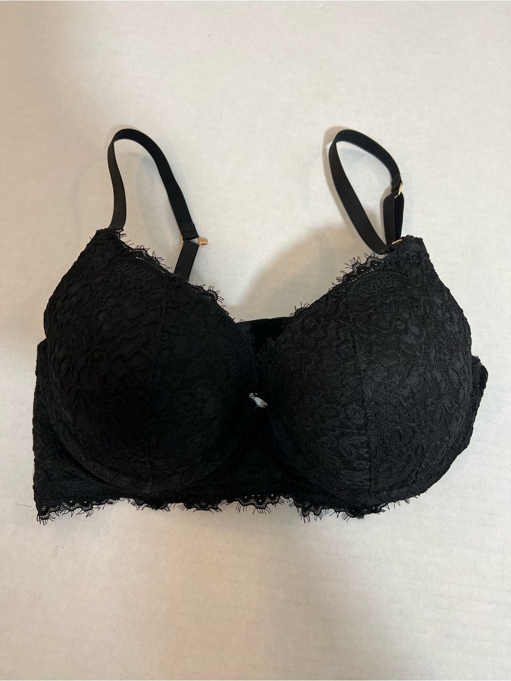 Aerie Plunge Push Up Floral Lace Bra Black | Size 34D